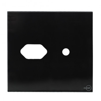 Placa p/ 1 Tomada + furo 4x4 - Novara Glass Preto Grafite